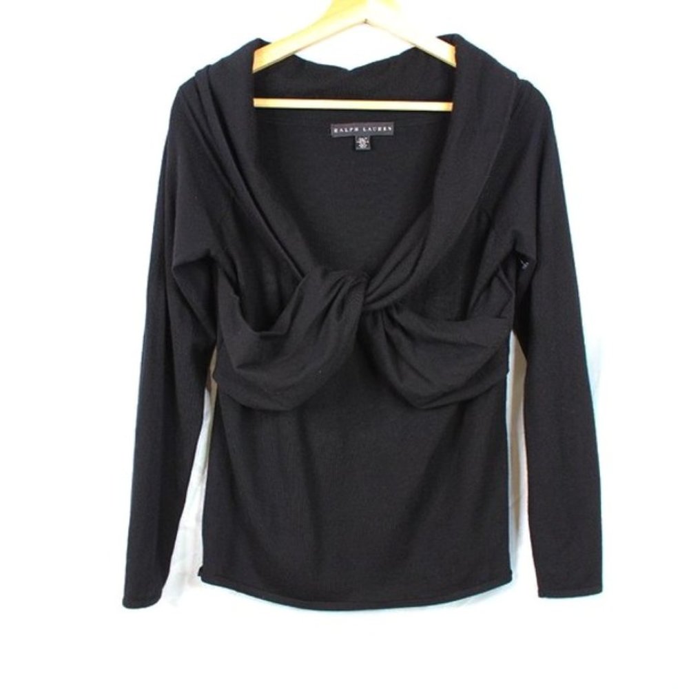 Ralph Lauren Black Label Cashmere Sweater Off the Shoulder Twisted Wide Neck - Picture 5 of 8